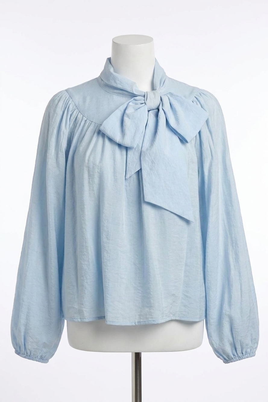 NEW ABLE bow-tie neck blouse in sky